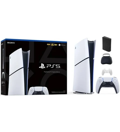 Sony PlayStation 5 Slim Console Digital Edition White Bundle with Accessories